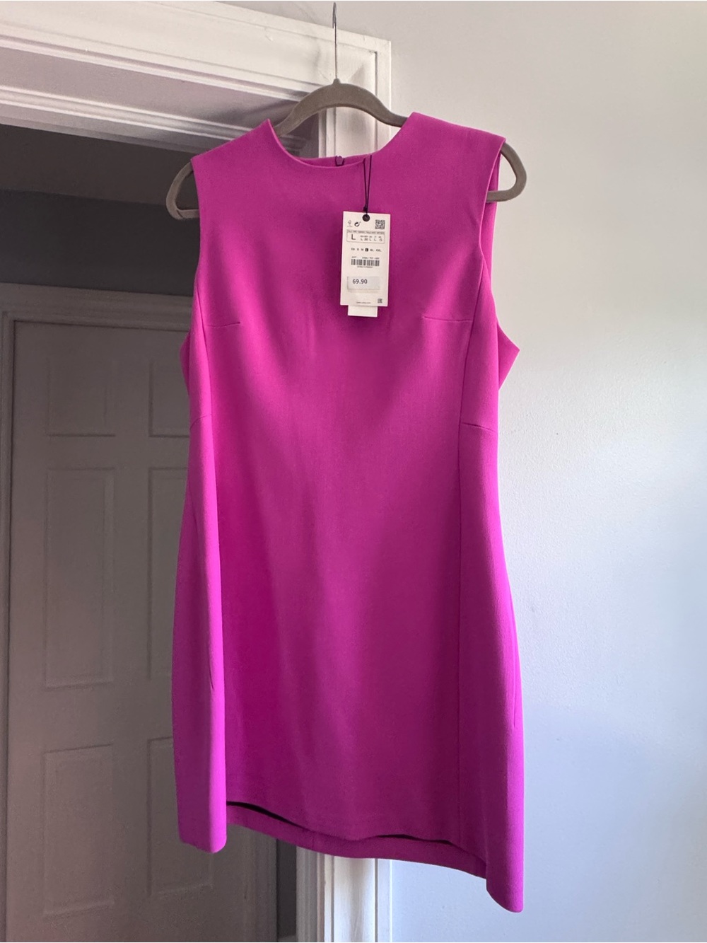 NWT Zara Pink Magenta Sleeveless Mini Dress Size L 2490/707